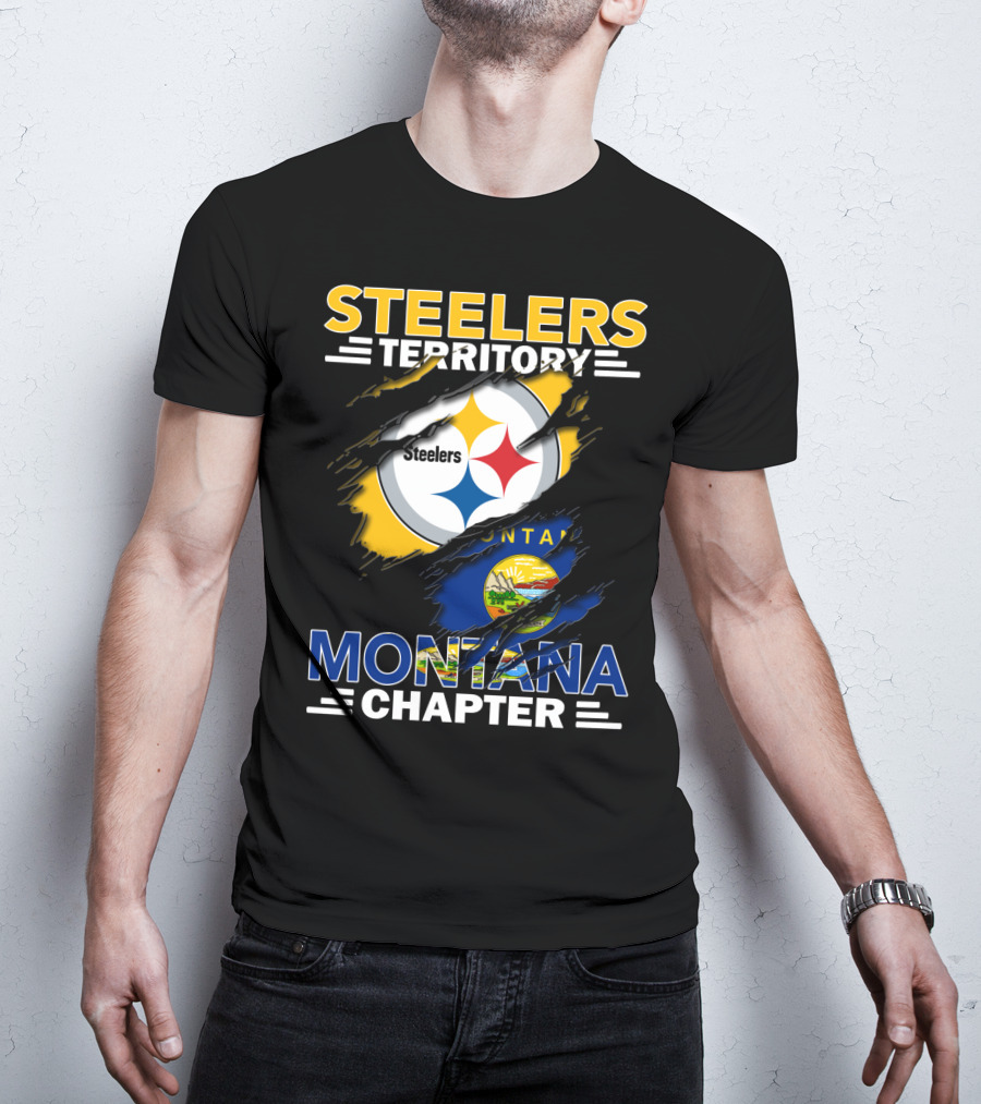 Steelers Territory Montana Chapter Flag Logo Combination T-Shirt