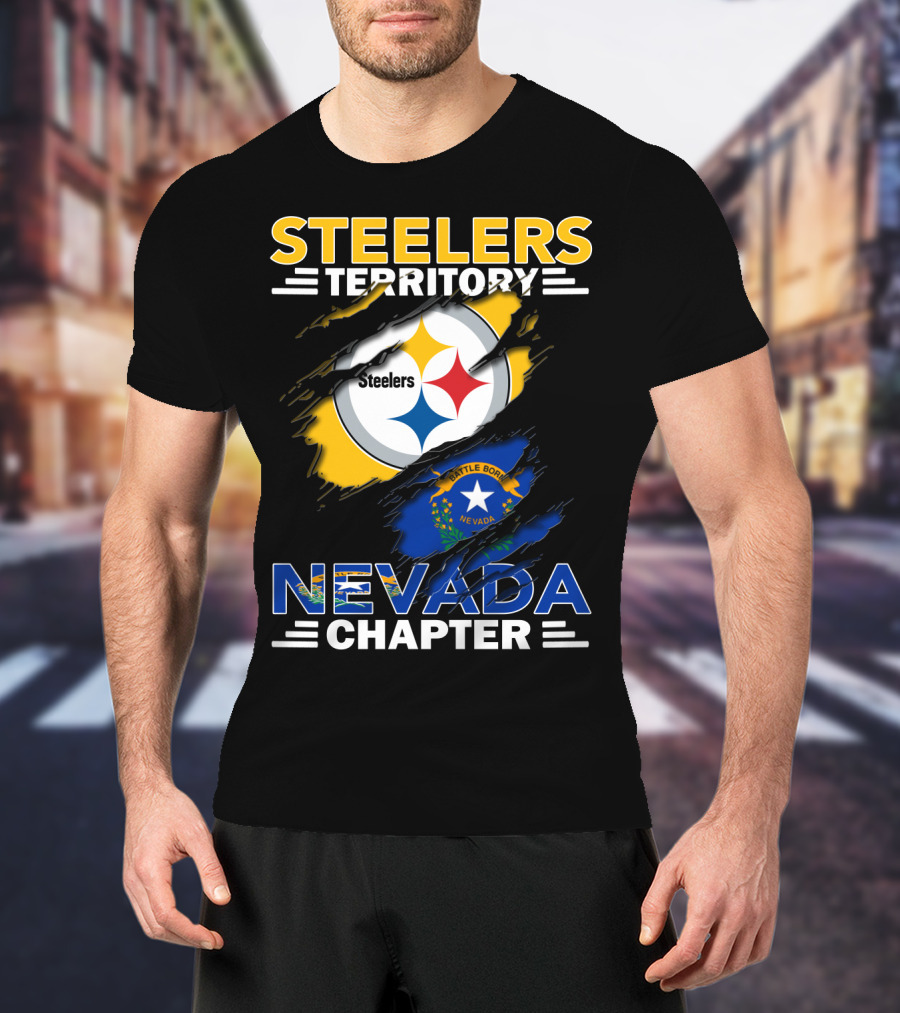 Steelers Territory Nevada Chapter Battle Born Flag Tribute T-Shirt