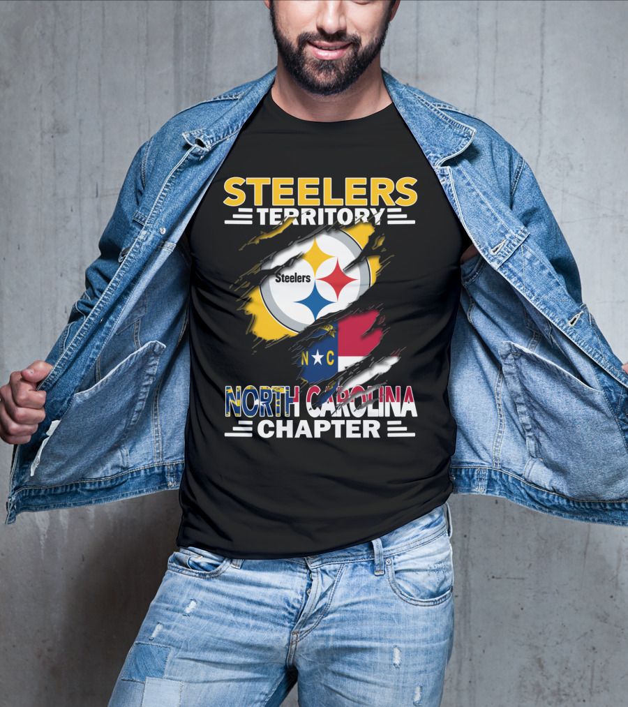 Steelers Territory North Carolina Chapter Steelers Logo And North Carolina Flag T-Shirt