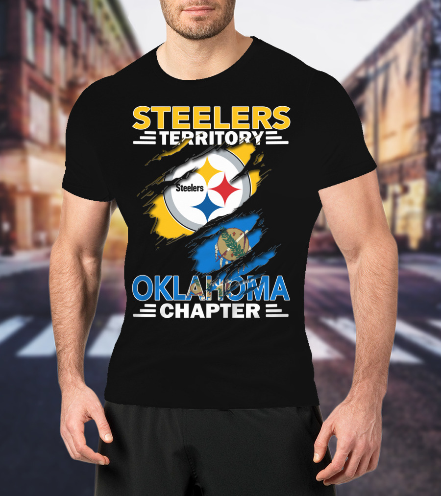 Steelers Territory Oklahoma Chapter Logo With State Flag T-Shirt
