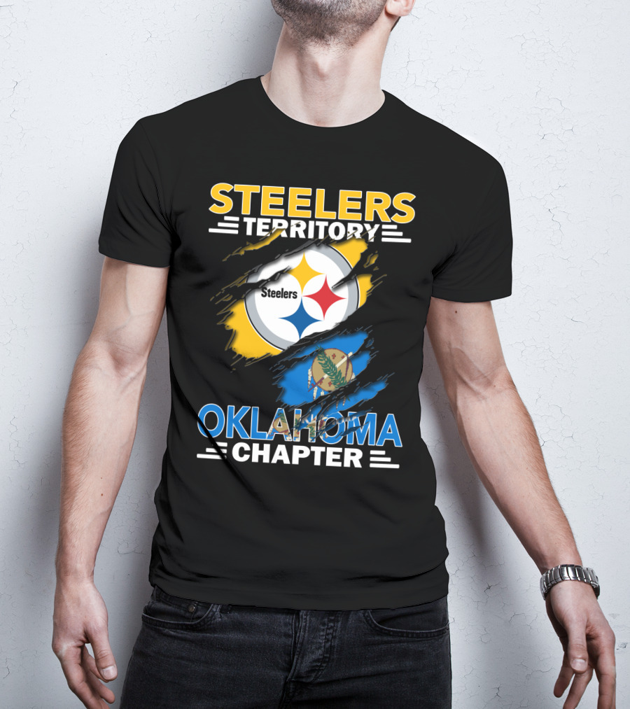 Steelers Territory Oklahoma Chapter Logo With State Flag T-Shirt