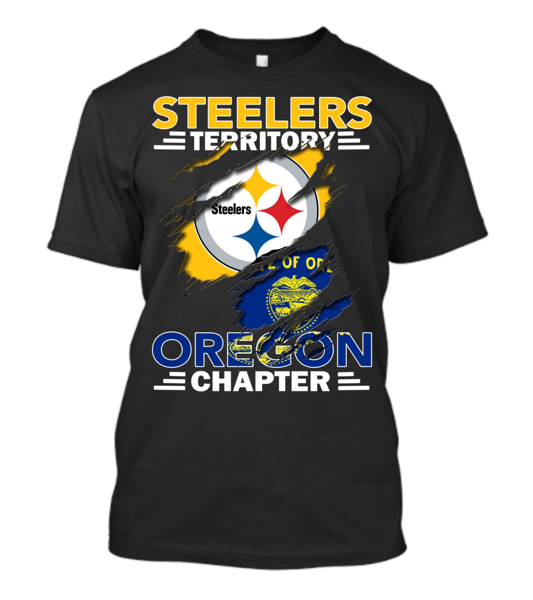 Steelers Territory Oregon Chapter Steelers Logo And Oregon Flag T-Shirt