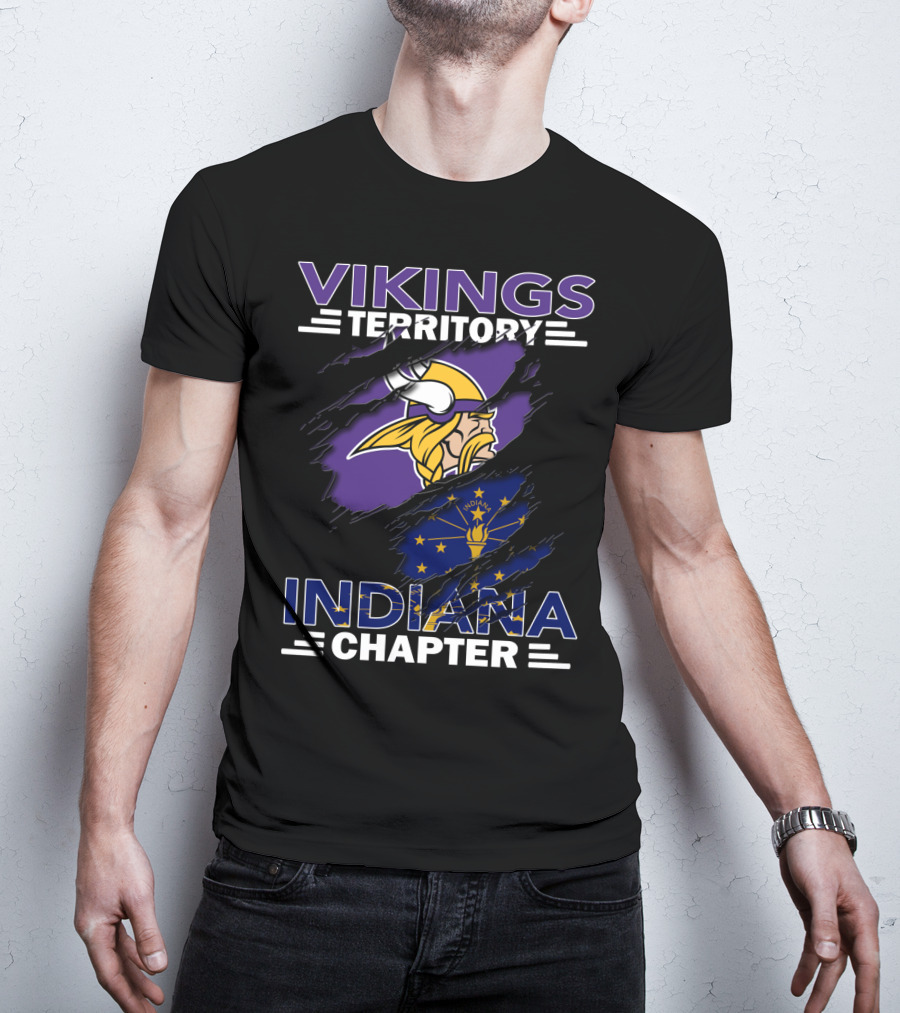 Vikings Territory Indiana Chapter Viking Helmet Indiana Flag T-Shirt