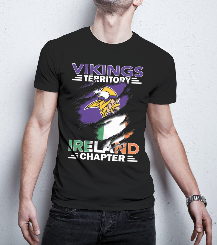 Vikings Territory Ireland Chapter Viking Logo Irish Flag T-Shirt