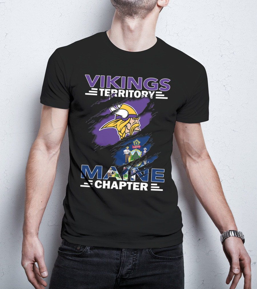 Vikings Territory Maine Chapter Nordic Heritage And State Pride T-Shirt