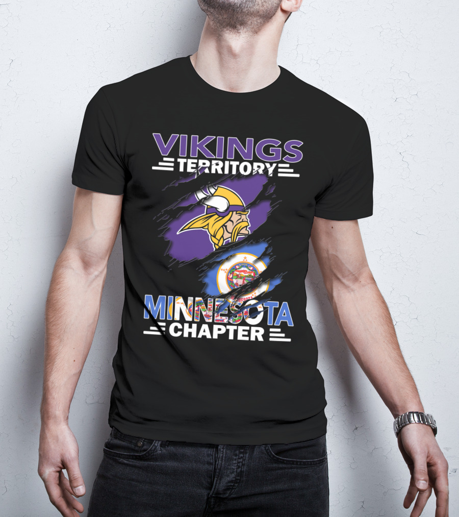 Vikings Territory Minnesota Chapter NFL Fan Logo With State Emblem T-Shirt
