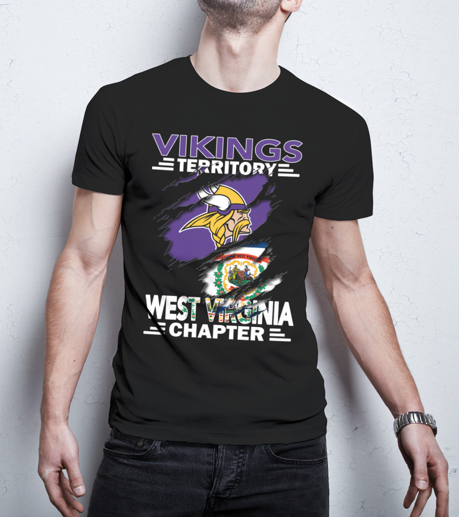 Vikings Territory West Virginia Chapter Flag And Viking Helmet T-Shirt