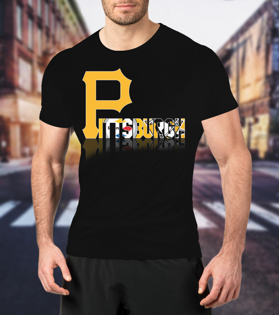 Pittsburgh Steelers Penguins Logos Reflected Contrasts T-Shirt