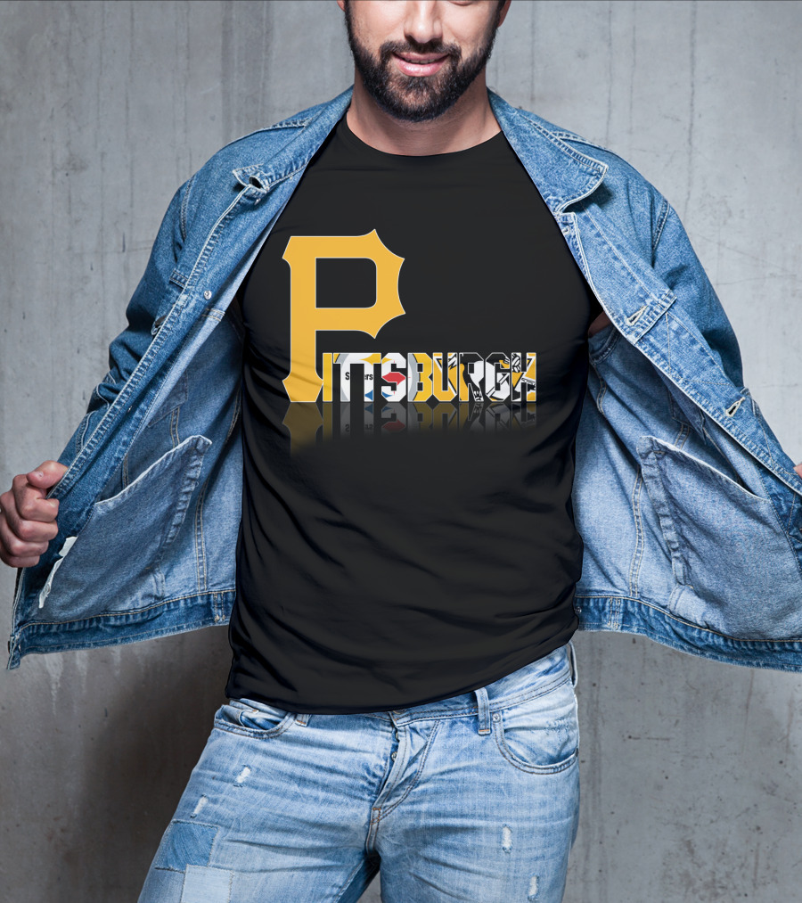 Pittsburgh Steelers Penguins Logos Reflected Contrasts T-Shirt