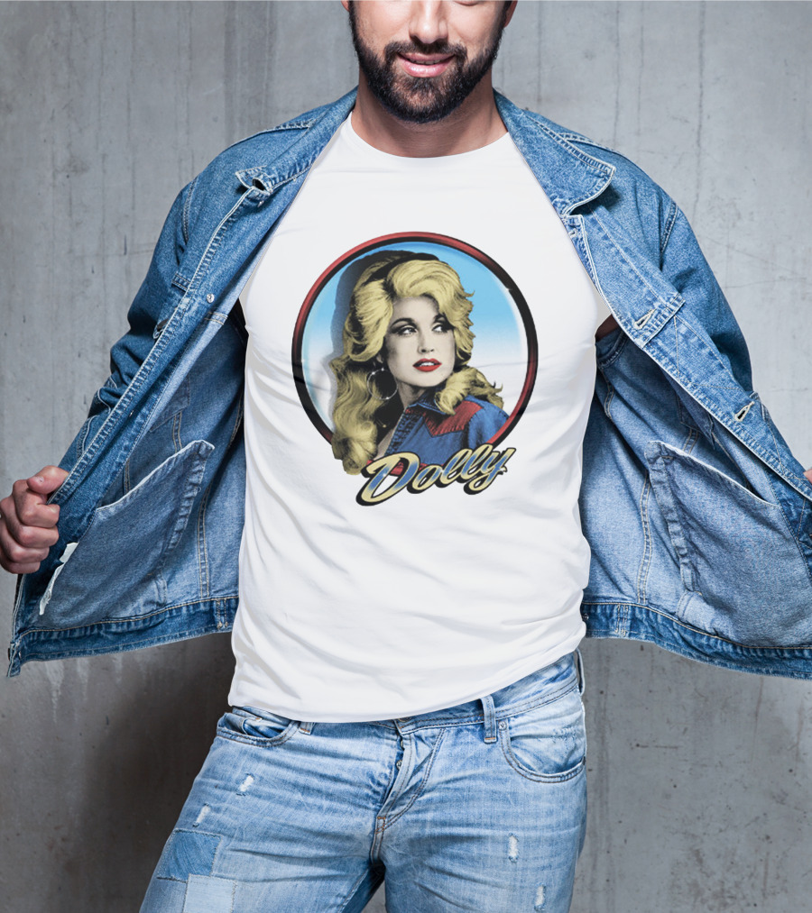 Dolly Parton Retro Portrait Blue Circle T-Shirt