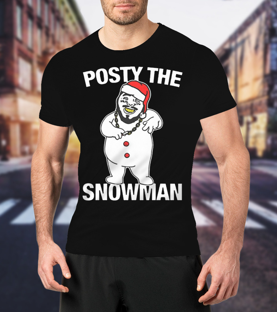 Merry Christmas Posty The Snowman Santa Malone T-Shirt