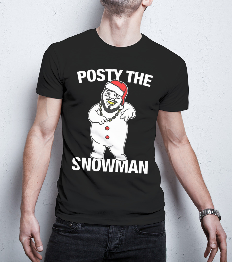 Merry Christmas Posty The Snowman Santa Malone T-Shirt