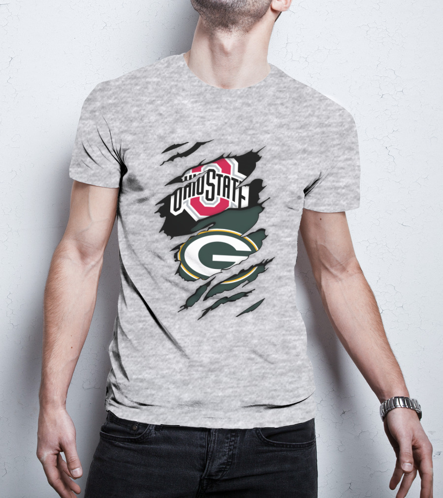 Ohio State Buckeyes Green Bay Packers Claw Rip T-Shirt