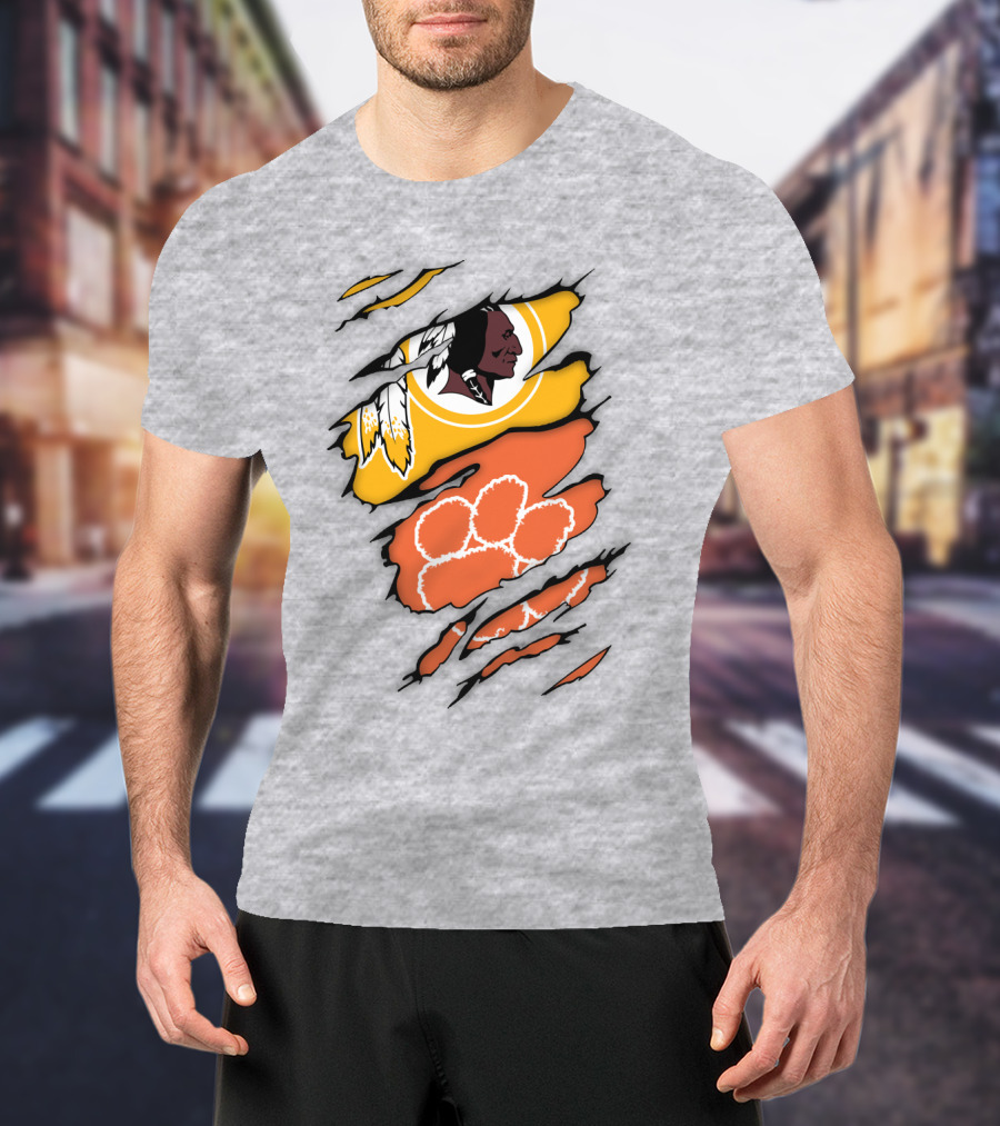 Washington Redskins Clemson Tigers Torn Claw Marks T-Shirt