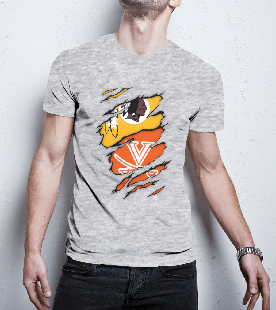 Virginia Cavaliers And Washington Redskins Torn T-Shirt