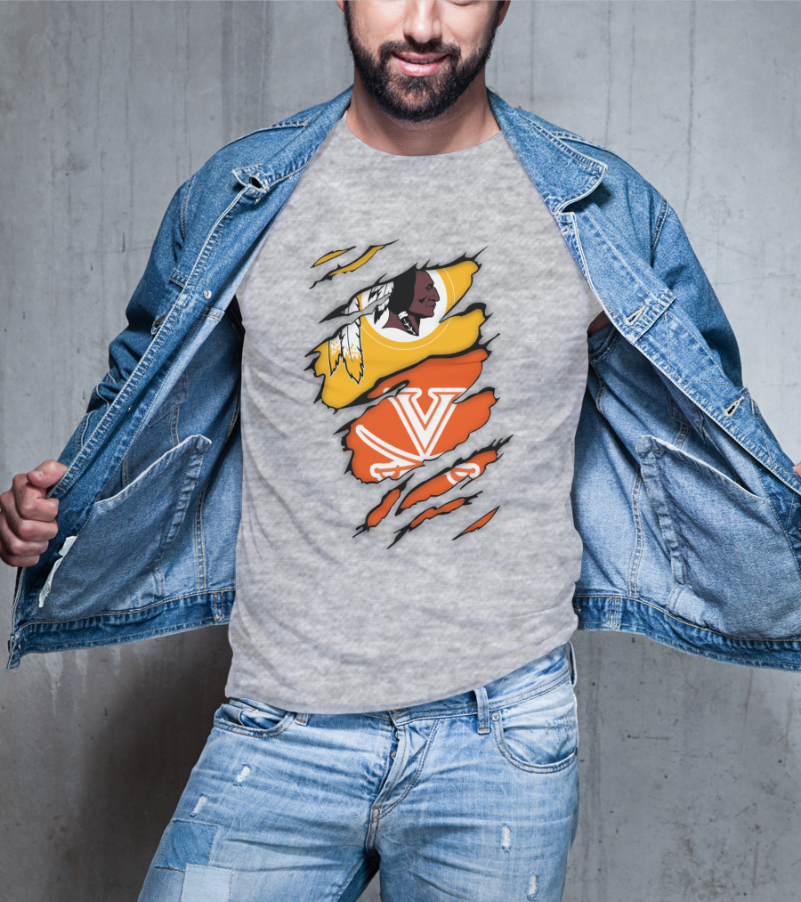 Virginia Cavaliers And Washington Redskins Torn T-Shirt