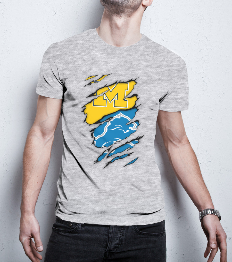 Michigan Wolverines Detroit Lions Crossover T-Shirt
