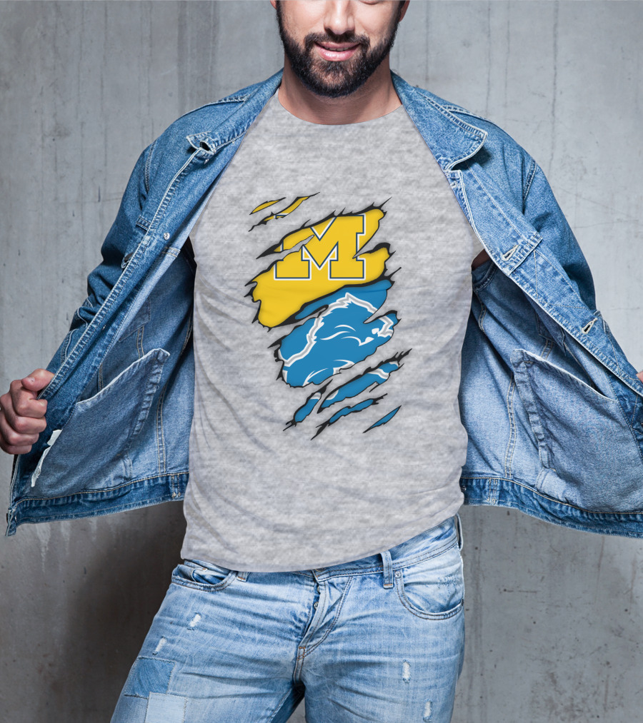 Michigan Wolverines Detroit Lions Crossover T-Shirt