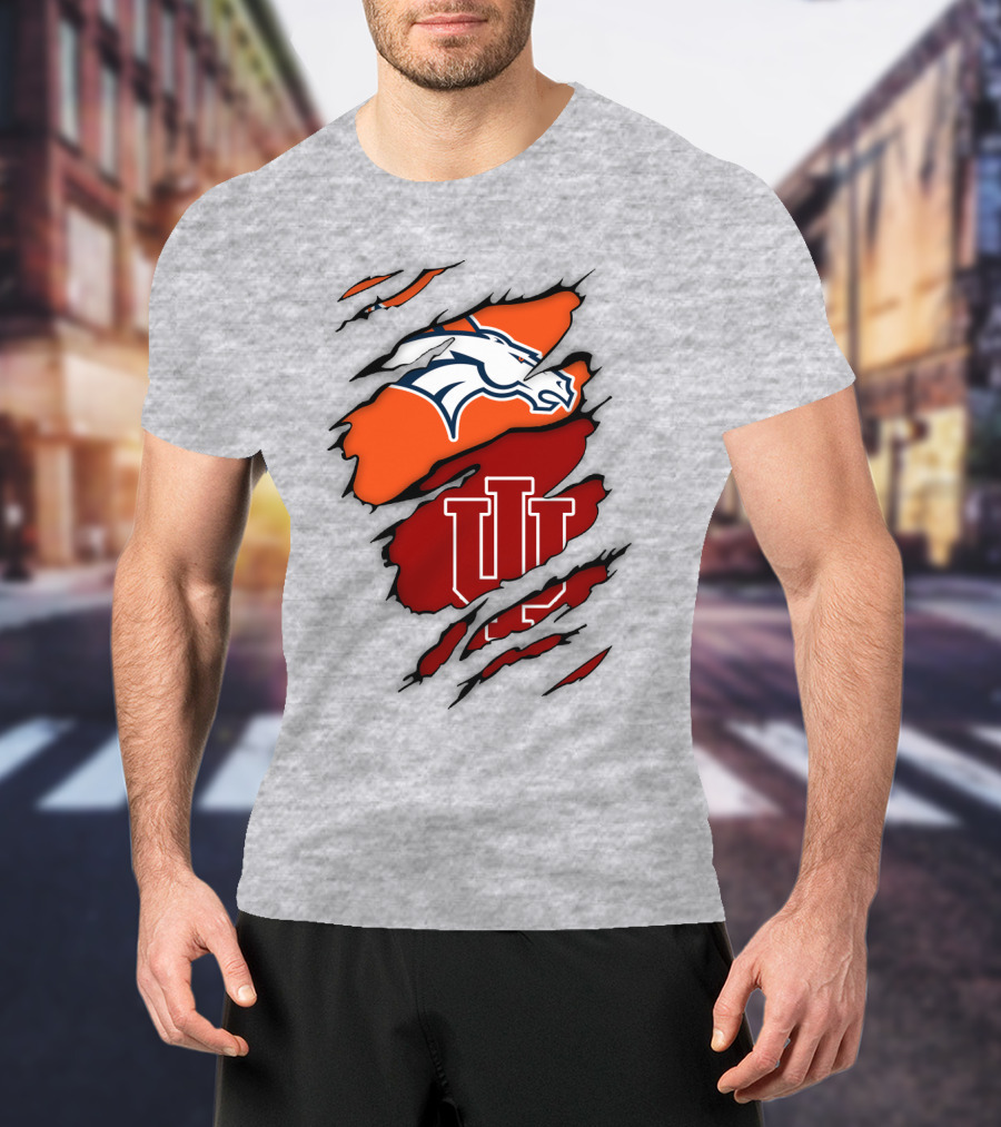 Denver Broncos Indiana Hoosiers Fan Crossover T-Shirt