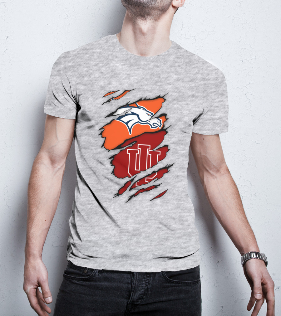 Denver Broncos Indiana Hoosiers Fan Crossover T-Shirt