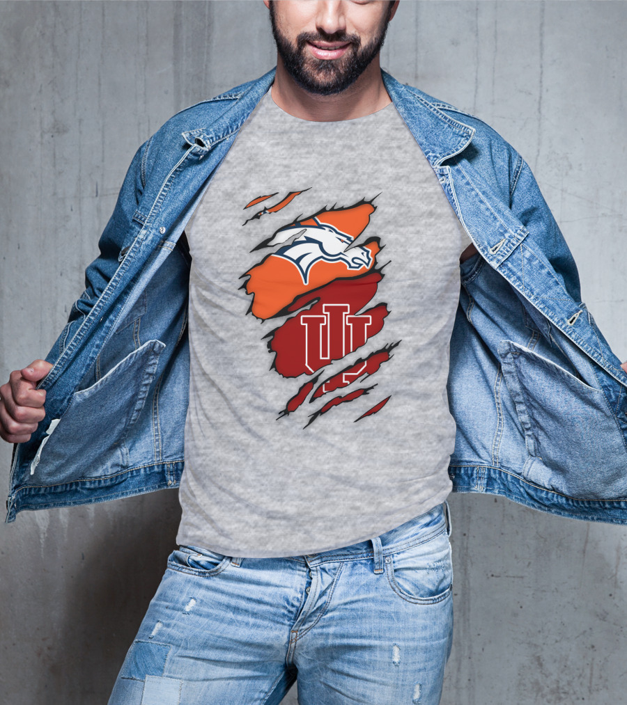 Denver Broncos Indiana Hoosiers Fan Crossover T-Shirt