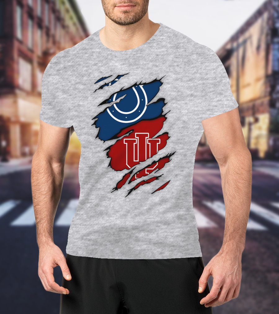 Indiana Indianapolis Colts Iu Hoosiers Logo Fusion T-Shirt
