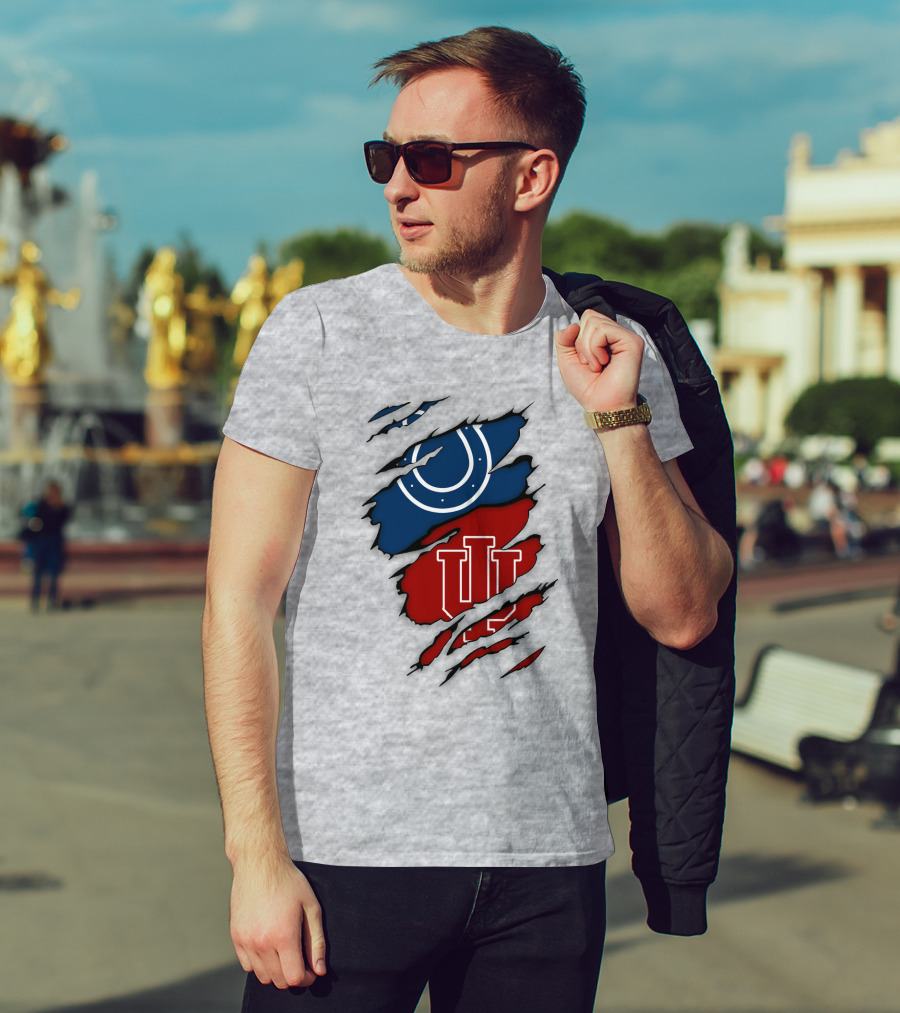 Indiana Indianapolis Colts Iu Hoosiers Logo Fusion T-Shirt