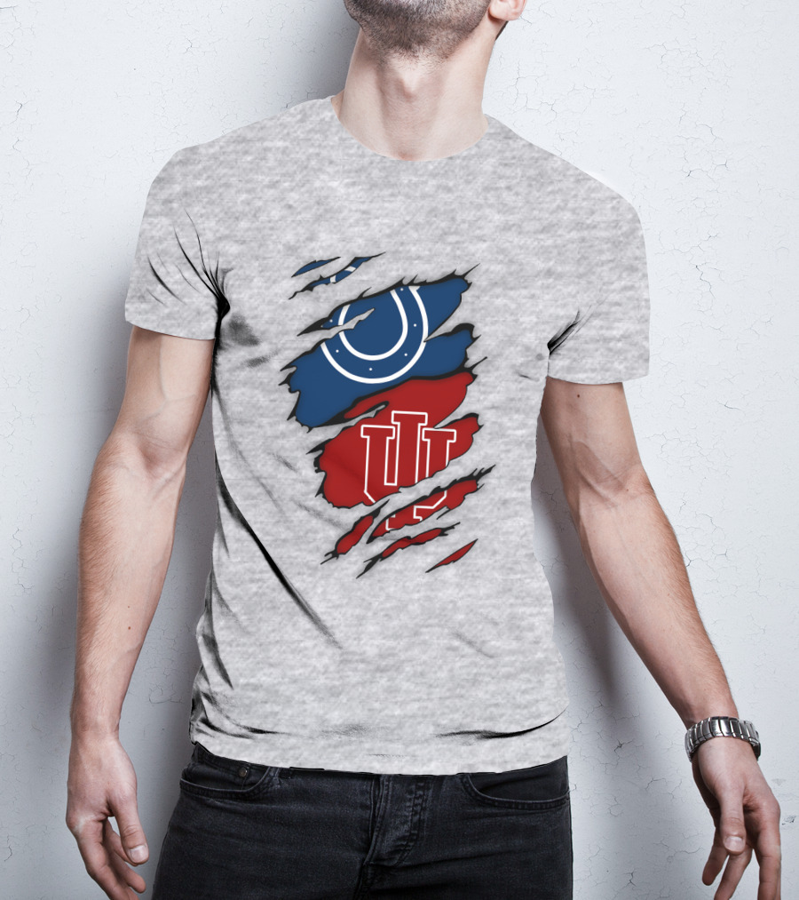 Indiana Indianapolis Colts Iu Hoosiers Logo Fusion T-Shirt