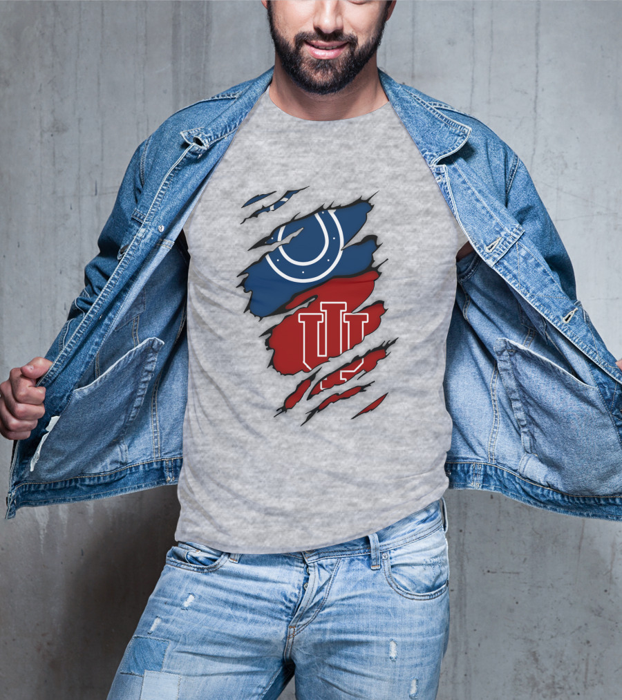 Indiana Indianapolis Colts Iu Hoosiers Logo Fusion T-Shirt