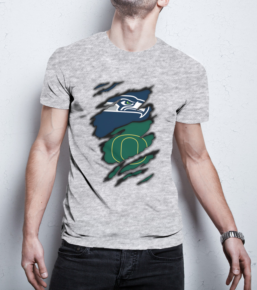 Seattle Seahawks Oregon Ducks Logo Fusion T-Shirt
