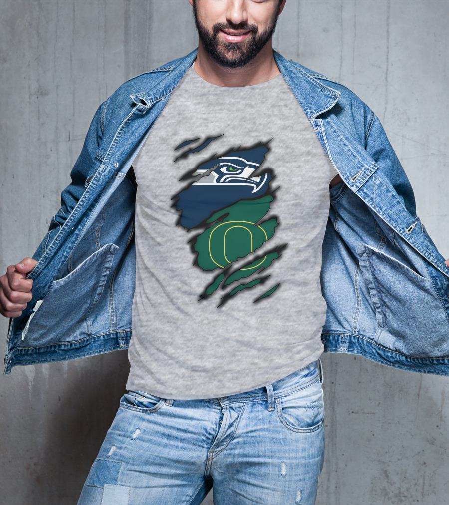 Seattle Seahawks Oregon Ducks Logo Fusion T-Shirt
