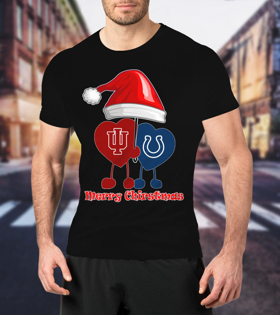 Merry Christmas Indianapolis Colts Indiana University Hearts T-Shirt