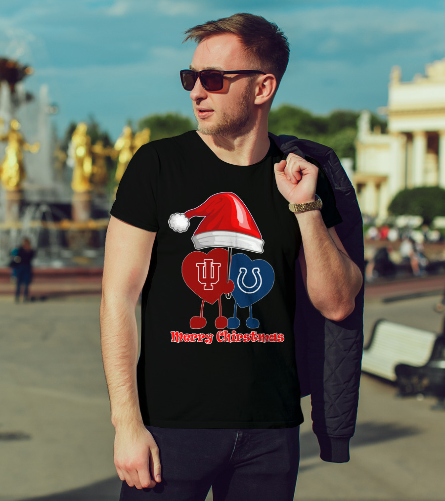 Merry Christmas Indianapolis Colts Indiana University Hearts T-Shirt
