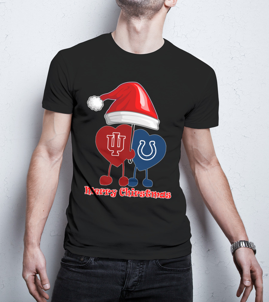 Merry Christmas Indianapolis Colts Indiana University Hearts T-Shirt