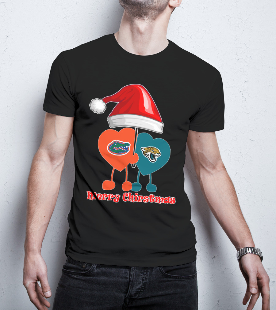 Florida Gators Jacksonville Jaguars Merry Christmas Santa Hat T-Shirt