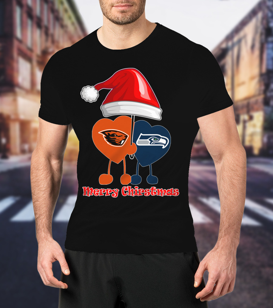 Merry Christmas Seattle Seahawks Oregon State T-Shirt