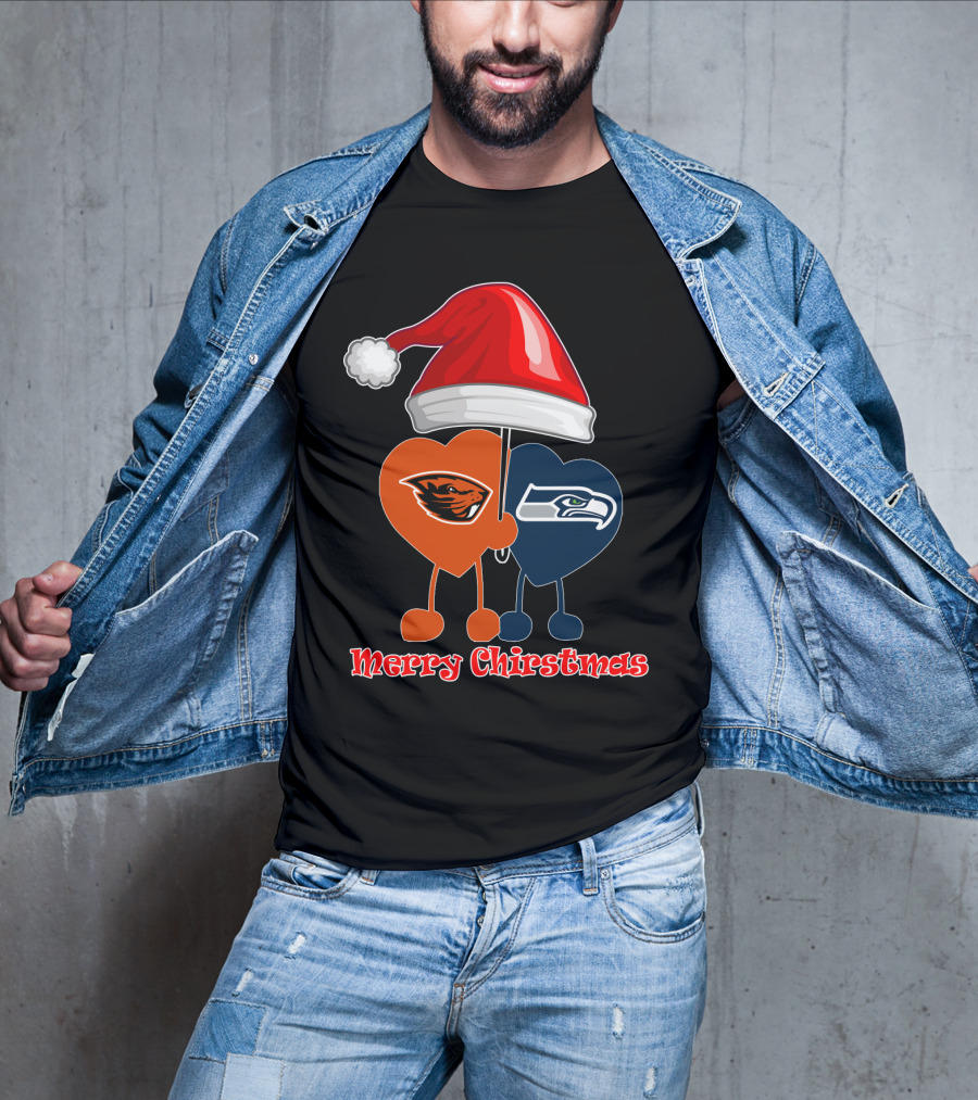 Merry Christmas Seattle Seahawks Oregon State T-Shirt