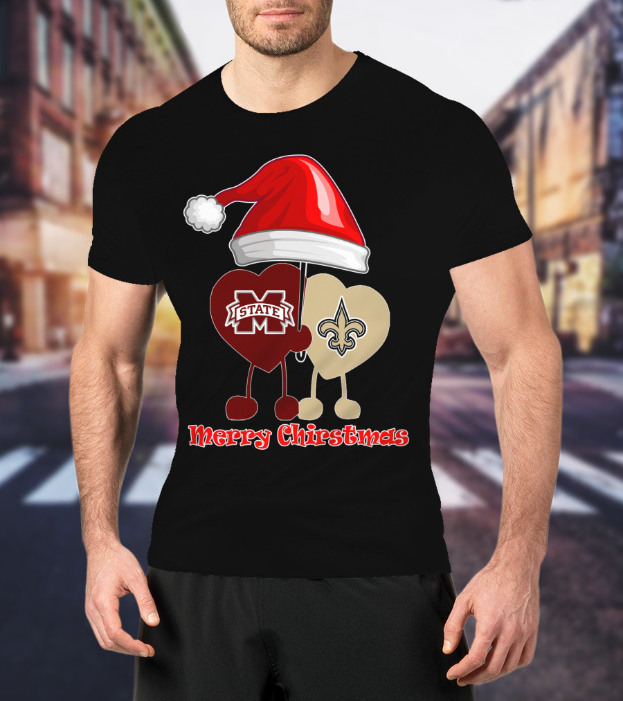 Merry Christmas New Orleans Saints Ms State T-Shirt