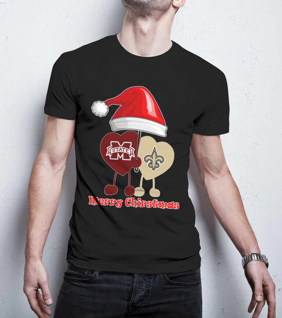 Merry Christmas New Orleans Saints Ms State T-Shirt