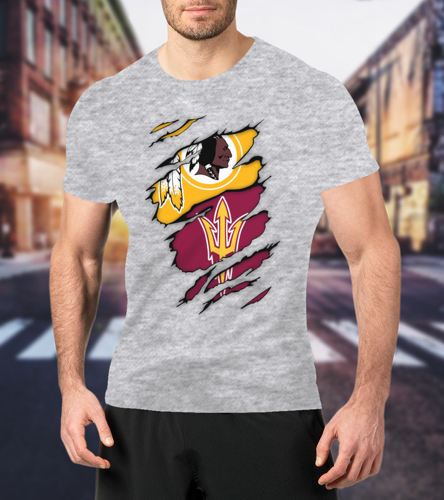 Washington Redskins Arizona State Sun Devils Logo Mashup T-Shirt