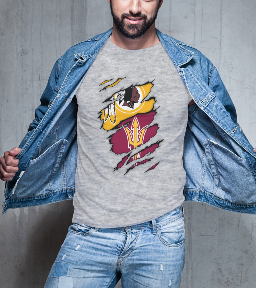 Washington Redskins Arizona State Sun Devils Logo Mashup T-Shirt