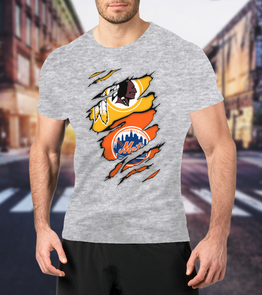 Washington Redskins New York Mets Broken Wall T-Shirt