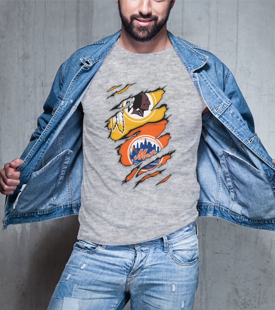 Washington Redskins New York Mets Broken Wall T-Shirt