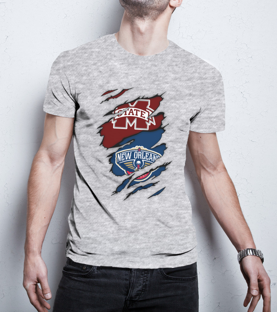 New Orleans Pelicans MS State Logo Crossover T-Shirt