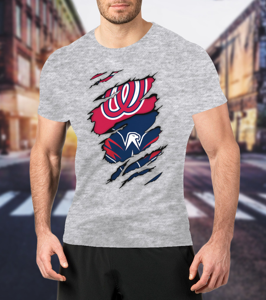 Washington Capitals Nationals Logos Fusion T-Shirt