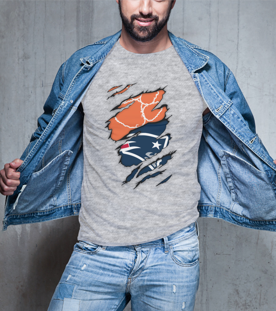 New England Patriots Clemson Football Claw Marks Logo Mashup T-Shirt