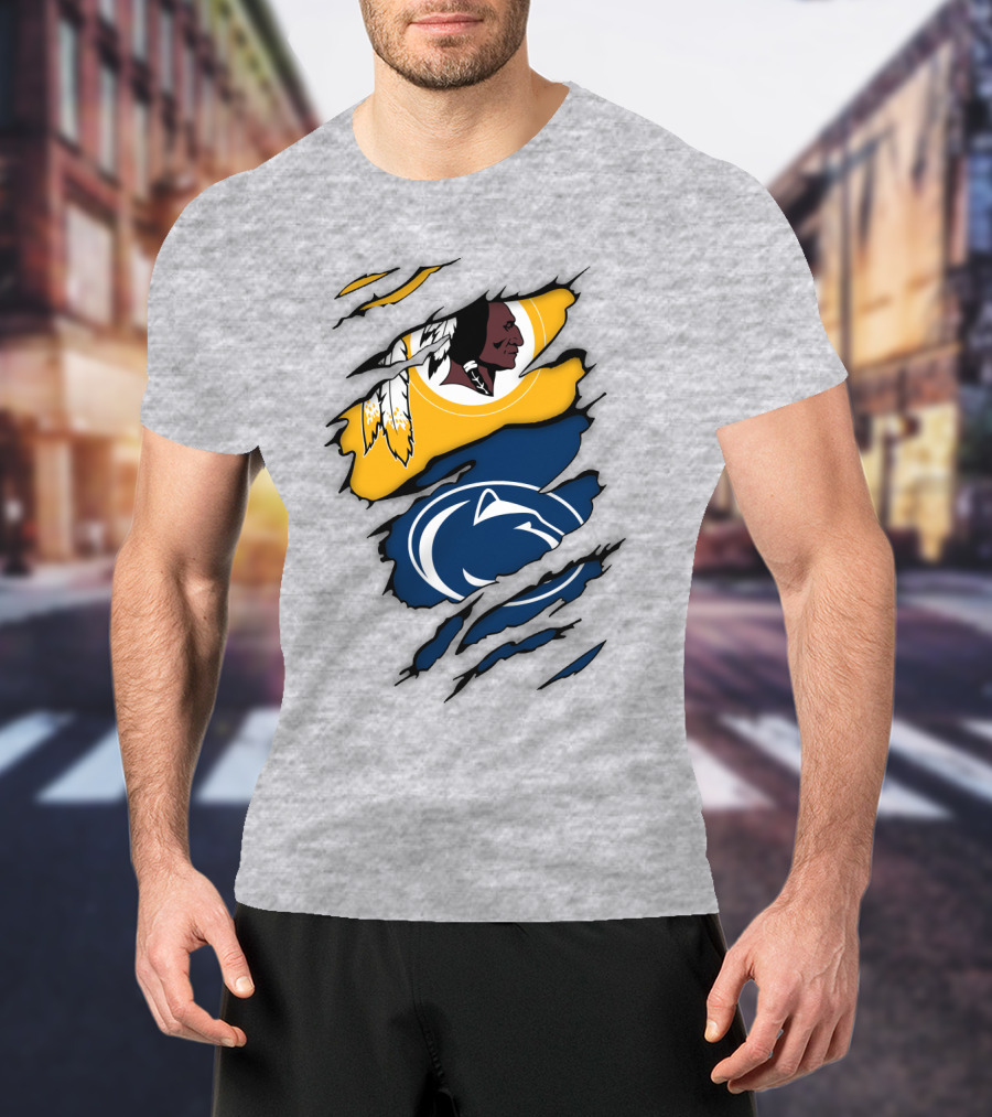 Washington Redskins Penn State Nittany Lions Fan Logo Mashup T-Shirt