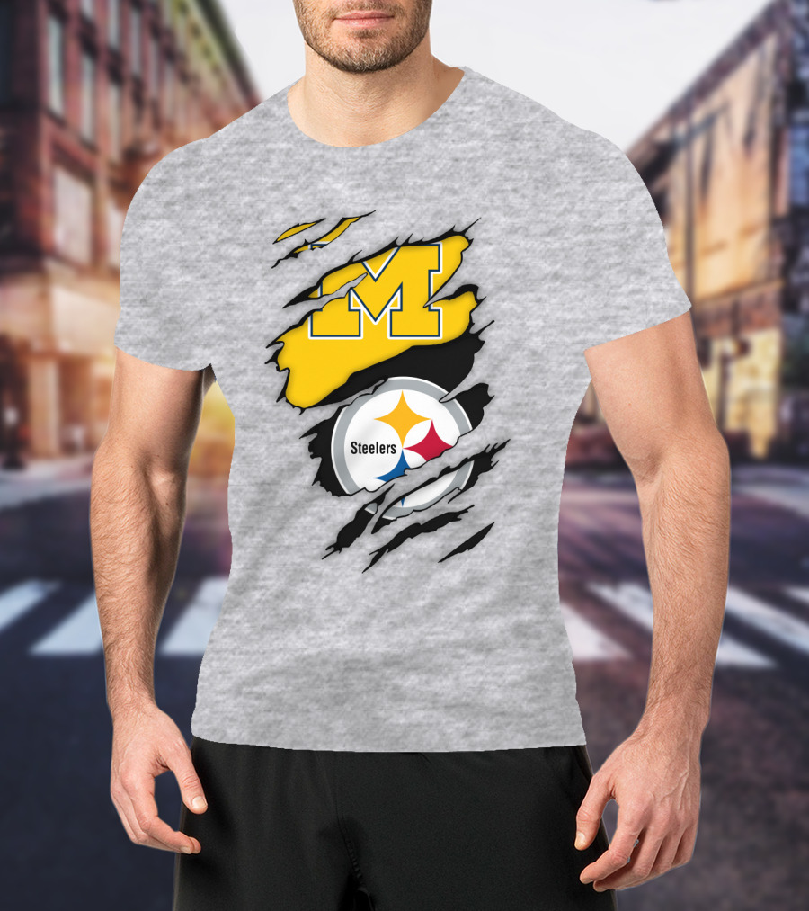 Pittsburgh Steelers Michigan Wolverines Collaboration T-Shirt