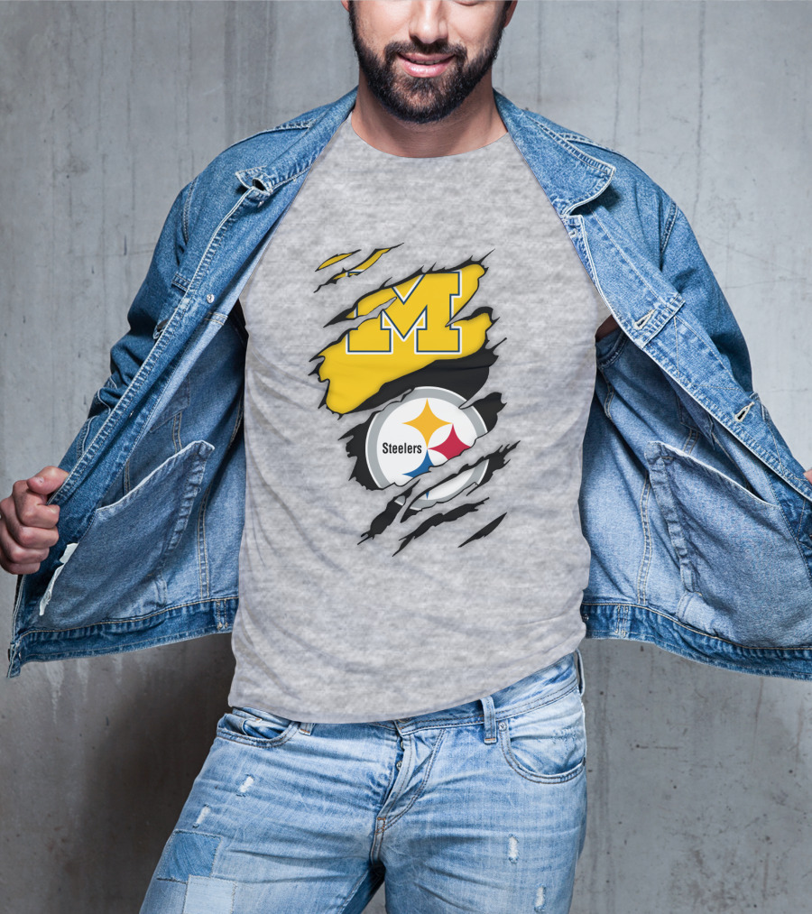 Pittsburgh Steelers Michigan Wolverines Collaboration T-Shirt