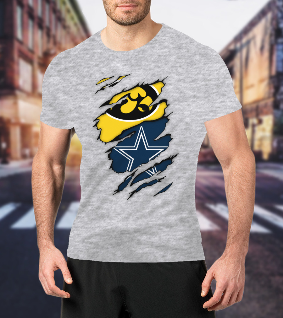 Dallas Cowboys Iowa Hawkeyes Fan Claw Marks T-Shirt